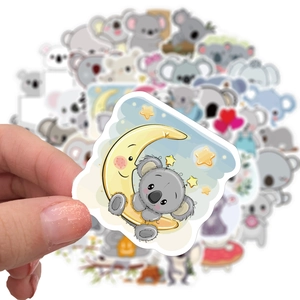50pcs cute cartoon koala stickers for laptop and skateboard made of waterproof PVC material