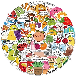50pcs waterproof cartoon pun stickers for kids laptops and luggage decoration