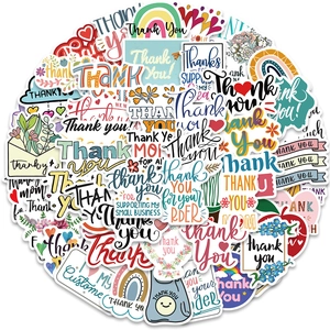 Thank You Stickers PVC Waterproof Decorative Labels For Gift Packaging Small Business Envelopes Motivational Cartoon Decals