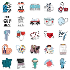 50 Pcs waterproof cartoon doctor stickers for medical themed suitcase and laptop decor