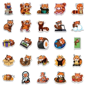 Set of 50 cute waterproof red panda stickers for laptop and luggage decoration