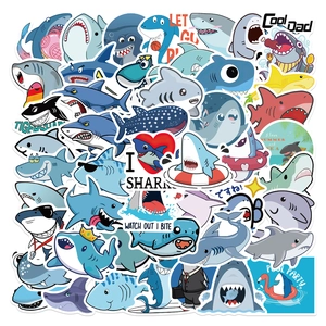 500pcs cute cartoon shark stickers set for laptop luggage waterproof vinyl decals