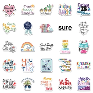 Pack of 25 waterproof inspirational mental health stickers for laptop and luggage decor