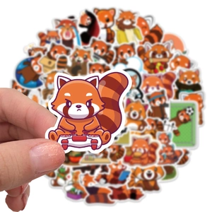 50pcs cute waterproof red panda stickers for laptop and luggage decoration