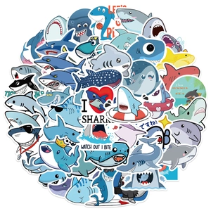 Cute Cartoon Shark Stickers Waterproof PVC DIY Decorative Decals For Luggage Laptop Skateboard Phone Journal Matte Finish