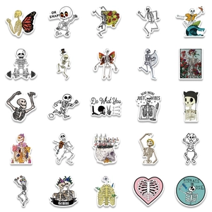 Set di 50 adesivi teschio cartoon per valigie e laptop decalcomanie impermeabili