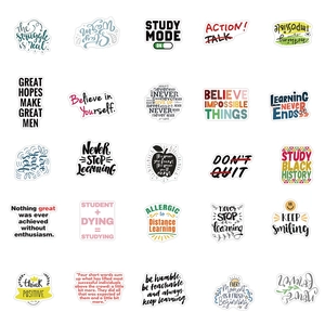 Set of 25 motivational vinyl stickers with English slogans for luggage and laptop