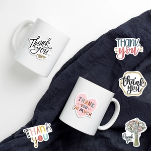 50pcs waterproof Thank You stickers for laptop gift packaging and suitcase decoration
