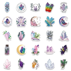 50 pieces of Bohemian crystal and gemstone waterproof stickers for luggage and laptops