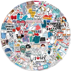 100pcs waterproof cartoon doctor and nurse stickers for medical theme laptop decor
