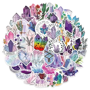 Set of 50 bohemian crystal and gemstone stickers for laptops and luggage decoration