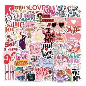 50 pieces of self love vinyl stickers for laptop and luggage decoration with quotes