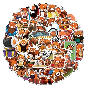 50Pcs Cute Red Panda Stickers Waterproof PVC Cartoon Animal Graffiti Decals For Laptop Water Bottle Suitcase Planner Decor