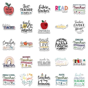 50pcs waterproof teacher appreciation stickers for laptop and luggage decoration