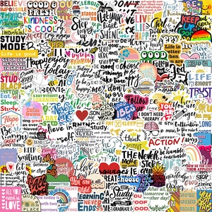 Waterproof inspirational quote stickers for luggage and scrapbooks with colorful typography