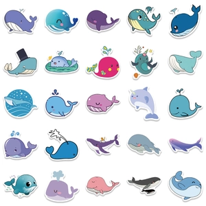 50 pieces of waterproof cartoon whale stickers for laptops and luggage decoration