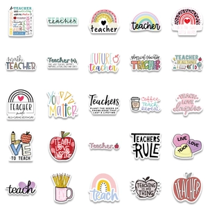Set of 25 waterproof matte teacher appreciation stickers for laptops and luggage