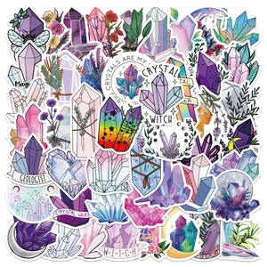 Bohemian Crystal Gemstone Waterproof Stickers For Laptop Luggage Guitar PVC Vinyl Decals For Journaling Witchy Decor Art