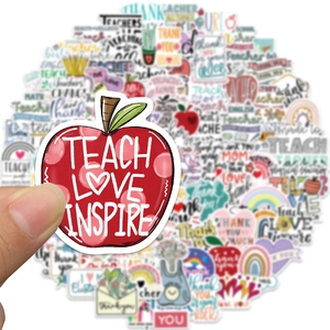 Détails des autocollants étanches pour enseignants avec motif pomme et textes inspirants