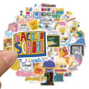 Close-up of waterproof Back to School vinyl sticker for DIY decorating school supplies