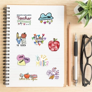 Autocollants étanches de remerciement pour enseignants avec motifs cœur et pomme