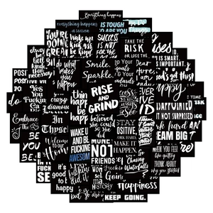 Black Motivational English Quote Stickers Waterproof PVC Laptop Suitcase Guitar Graffiti Decals Minimalist Aesthetic DIY Decoration Set