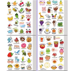 Autocollants de récompense imperméables pour enfants avec animaux et phrases motivantes