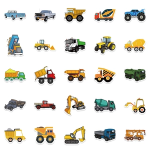 50pcs waterproof cartoon construction truck graffiti stickers for kids luggage and laptop