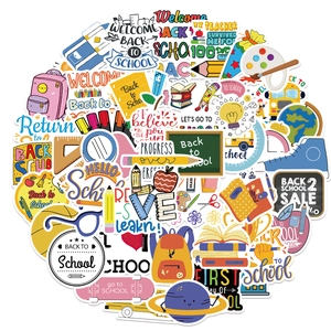 50pcs waterproof cartoon back to school stickers for laptops guitars and backpacks