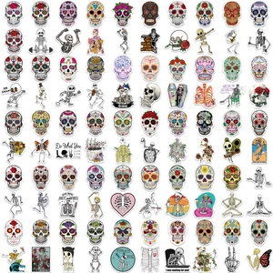 Buntes Totenkopf-Aufkleber-Set mit verschiedenen Stilen für Laptops und Koffer-Deko
