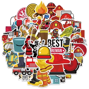 Adesivi Graffiti Pompiere Cartone Animato Decalcomanie in Vinile PVC Impermeabile per Laptop Chitarra Bagaglio Skateboard Casco Decorazione