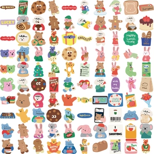 Cute Dailylike cartoon bear and animal doodle stickers for laptop and luggage decor