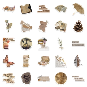 Vintage DIY aesthetic stickers featuring retro motifs for luggage and scrapbooks