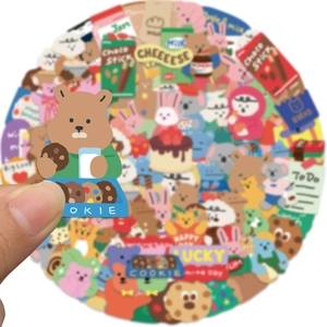 Cartoon animal stickers set featuring cute bears and rabbits for luggage and scrapbooks