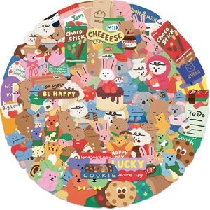 100pcs cute cartoon animal and food waterproof stickers for laptops and suitcases