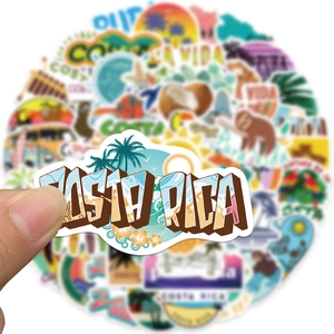 Set of 50 waterproof Costa Rica travel stickers for laptop and luggage decoration