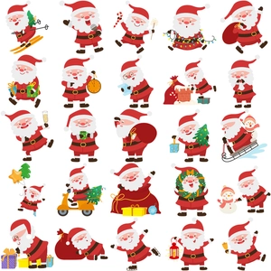 Set of 50 waterproof cartoon Santa Claus stickers for decorating luggage and laptops