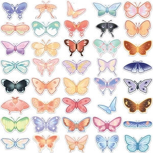 Set of 40 colorful waterproof butterfly graffiti stickers in dreamy gradient pastel tones
