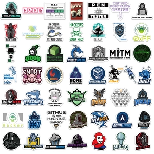 50 pieces of waterproof hacker and coding stickers for laptop and travel luggage decor