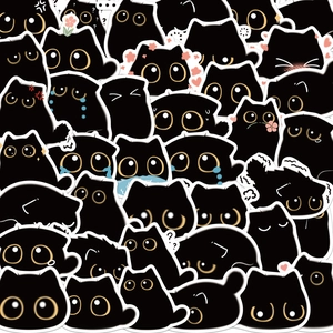 40 pieces set of creative cartoon black cat stickers with yellow eyes for DIY decoration