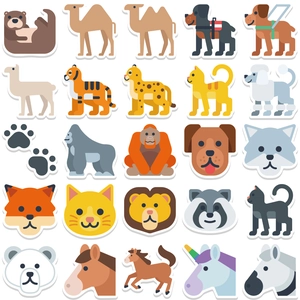 Lot de 52 autocollants animaux mignons imperméables pour valises et ordinateurs