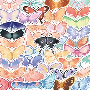 Cartoon Butterfly Waterproof PVC Stickers Hand Drawn Decals For Water Bottle Laptop Luggage DIY Decorative Stationery Gift