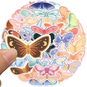 Colorful cartoon butterfly waterproof stickers set for luggage and DIY decoration