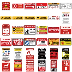75 pieces waterproof warning signs graffiti stickers for luggage laptop DIY decoration