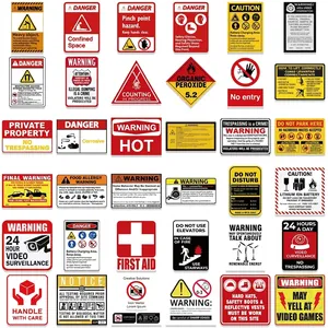 75 waterproof warning sign graffiti stickers for DIY suitcases and guitars in grid layout