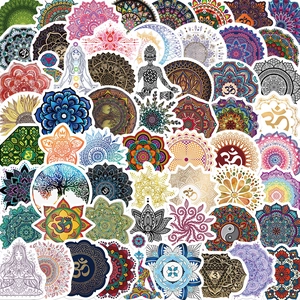 Autocollants Yoga Fleur Mandala Imperméable PVC Méditation Spirituelle Symbole Om Décalcomanies pour Ordinateur Guitare DIY