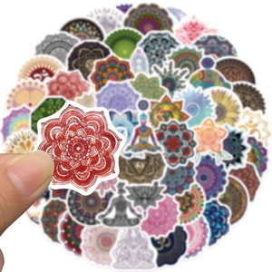 Lot de stickers mandala yoga aux motifs floraux bohèmes pour décoration personnalisée