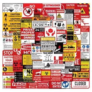 Waterproof PVC Warning Sign Graffiti Stickers Industrial Safety Labels For Laptop Luggage Guitar DIY Decorative Decals