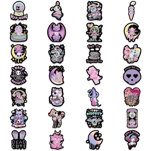28pcs pastel goth stickers featuring skull and unicorn designs for laptop decoration