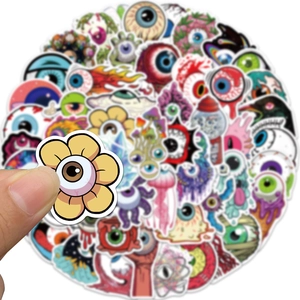 50pcs waterproof horror cartoon eyeball stickers for luggage and guitar DIY decoration